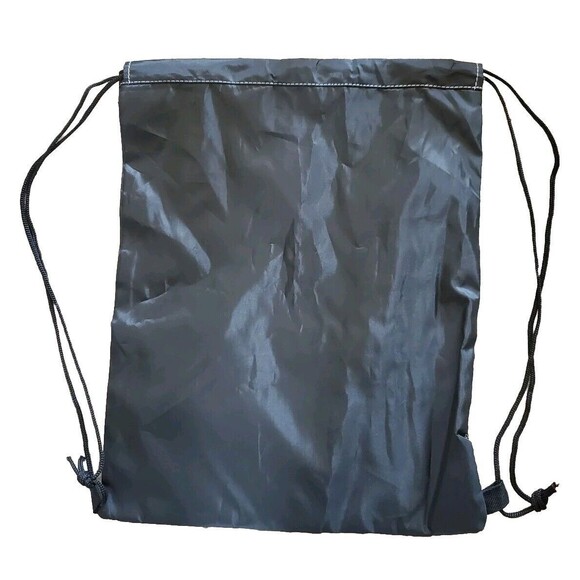 eBay Backpack Black Blue Gray String Bag Pocket Drawstring Cinch Top School Work - Picture 2 of 3